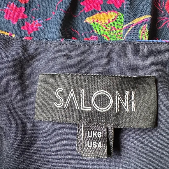 Saloni Wrap Dress Floral Puffy Short Sleeve Rayon Sz US 4 - Picture 12 of 15